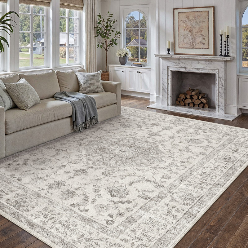 Vicky Oriental Washable Area Rug With Non-Slip Backing, 0.28", Rectangle 9' x 12'