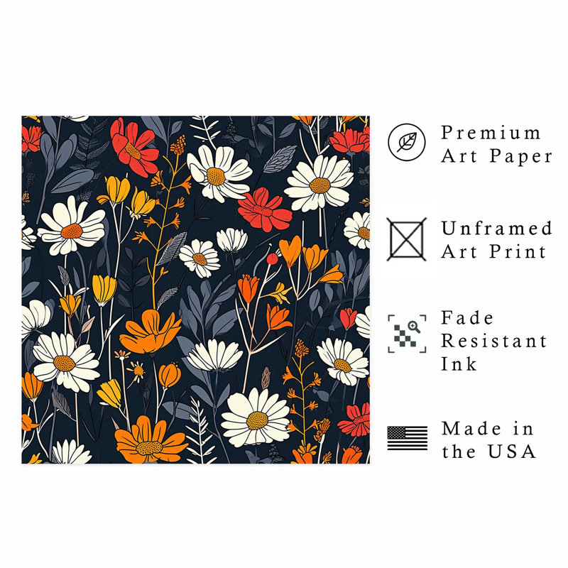 Floral rétro, fleurs sauvages III, reproduction d'art rétro sans cadre
