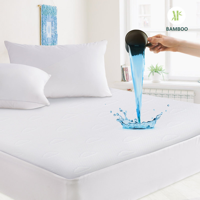 Queen Size White Bamboo Waterproof Mattress Protector