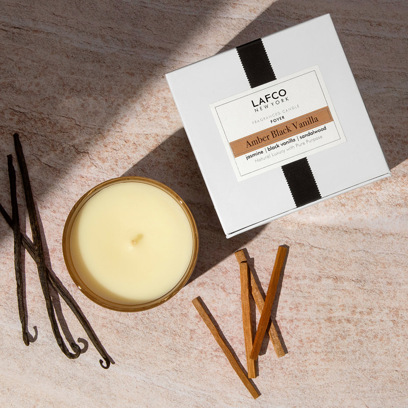 Amber Black Vanilla Scented Jar Candle, 4" H x 4" W x 4" D