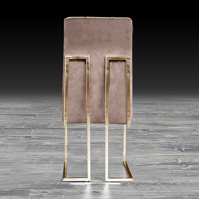 Chaise d'appoint en velours Denholme, Taupe, Doré