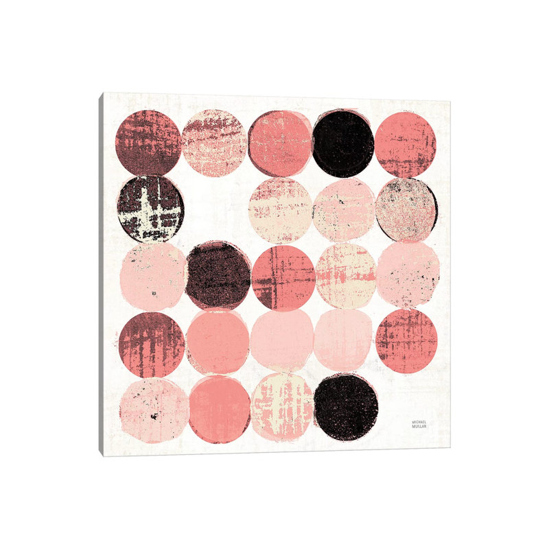 Dots II Square II Pink Black by Michael Mullan - Wrapped Canvas Print, 30.48 cm H x 30.48 cm W