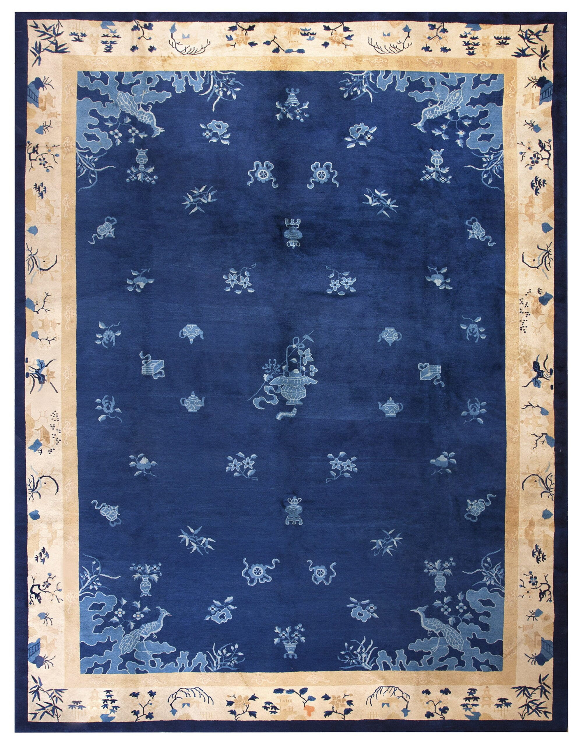 Peking Pattern Rugs On Net Antique Chinese Blue Background Floral Pattern Room Size ...