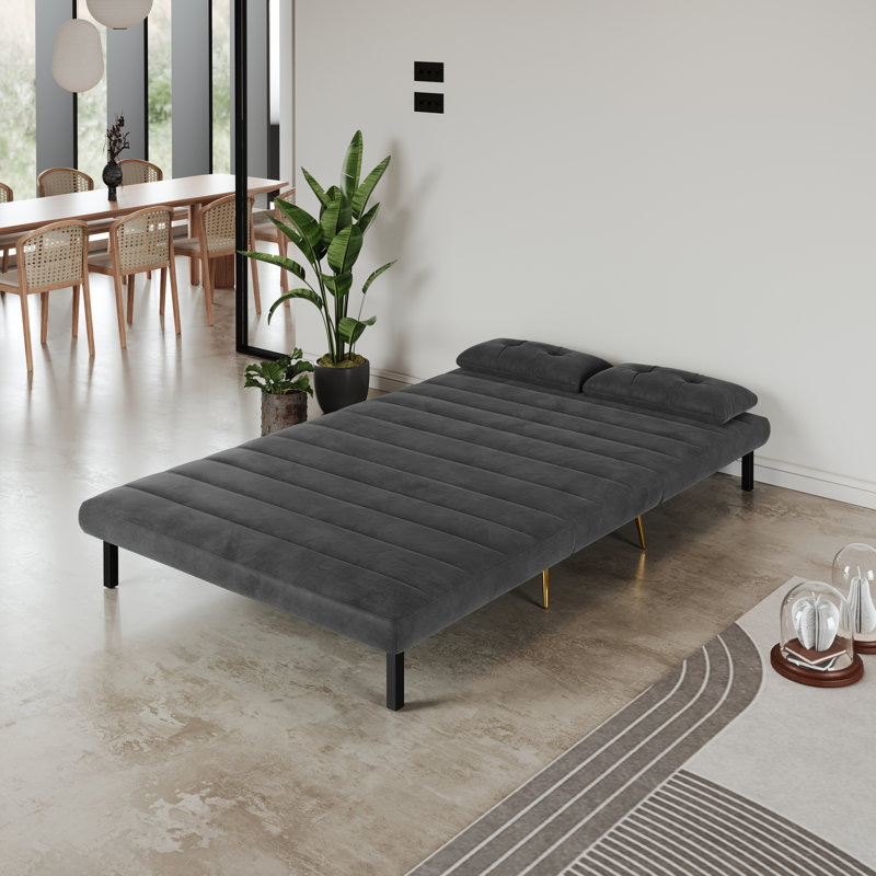 Guille 2 Seater Polyester Sofa Bed, Grey, 79cm H x 146cm W x 81cm D