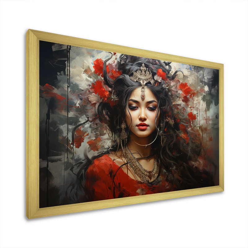 Hindouisme Serene Shakti - décoration murale Hindouisme, Cadre doré simple, H 16 po x l 32 po x P 1 po