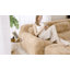 Canapé modulaire en L en peluche avec zones compressées, rembourré de mousse haute densité 32D, comprenant un repose-pieds amovible.-738132885