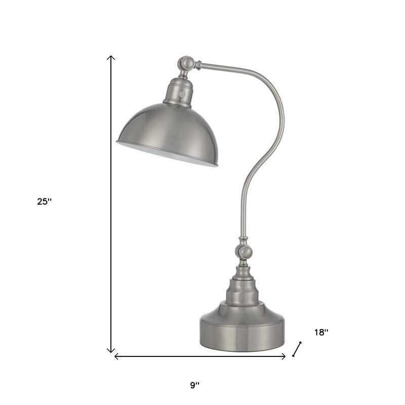 Lampe de table en métal 25 "avec abat-jour dôme, Nickel