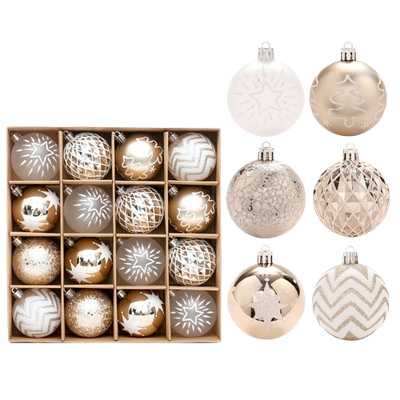 16-Pack Champagne Gold Christmas Balls Festive Ornament Set For Christmas Tree - Shatterproof B Hanging Decor for Holiday Party Festival Ornaments - Set of 16 Beautiful Premium Indoor Winter