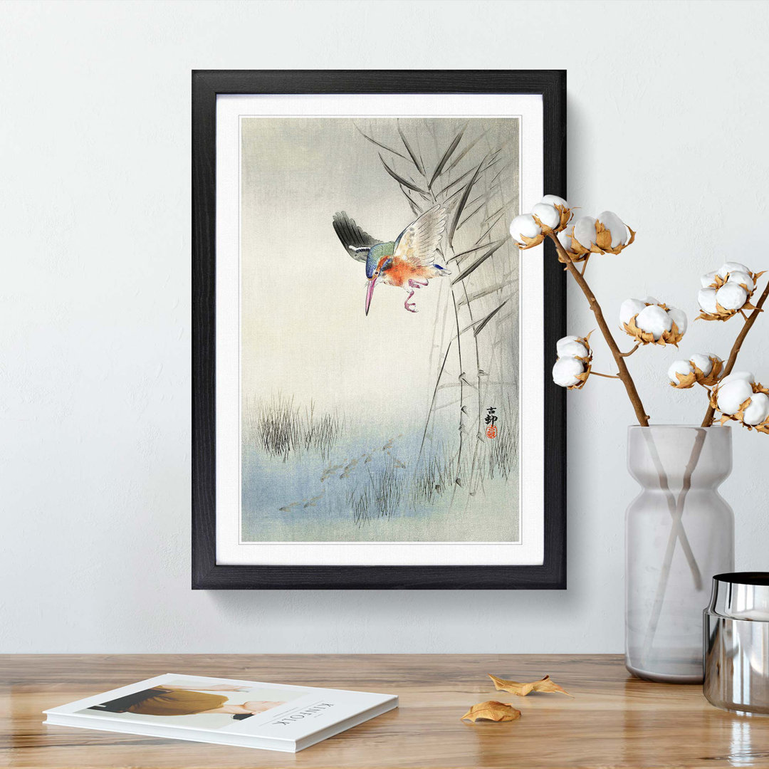 Hunting Kingfisher by Ohara Koson - Framed Print