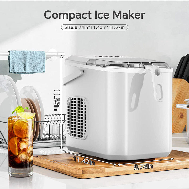 COWSAR 26 Lb. lb. Daily Production Bullet Ice Countertop Ice Maker,9 Ice Cubes Ready in 6 Mins,2 Ice Cube Sizes Available,Automatic Cleaning