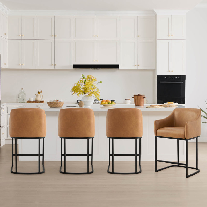 Tabouret de comptoir rembourré, Chameau