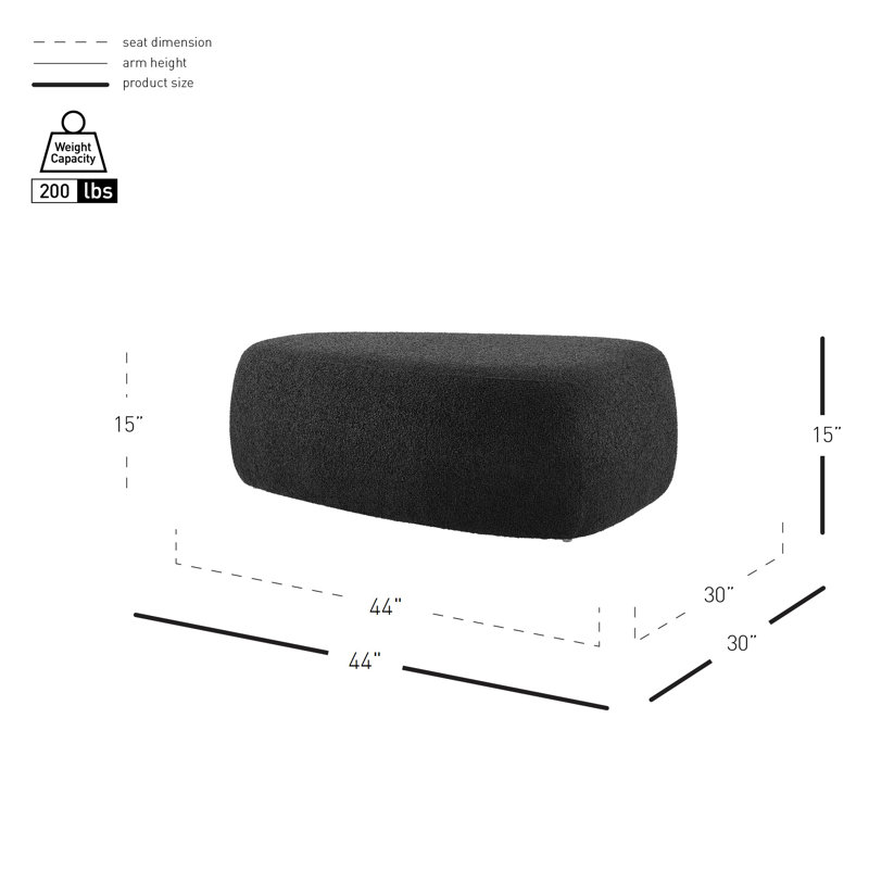 Hexham Carlese Fabric Big Ottoman, Palladian, Black