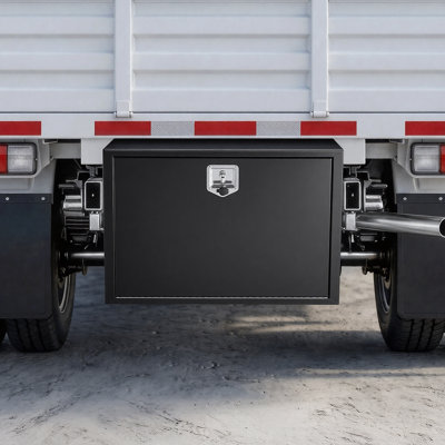Coffre à outils sous châssis pour camionnette, 91 x 61 x 61 cm, en acier robuste, avec serrure et clés, étanche, avec poignée en T, pour camionnette, fourgonnette ou VUS, noir.
