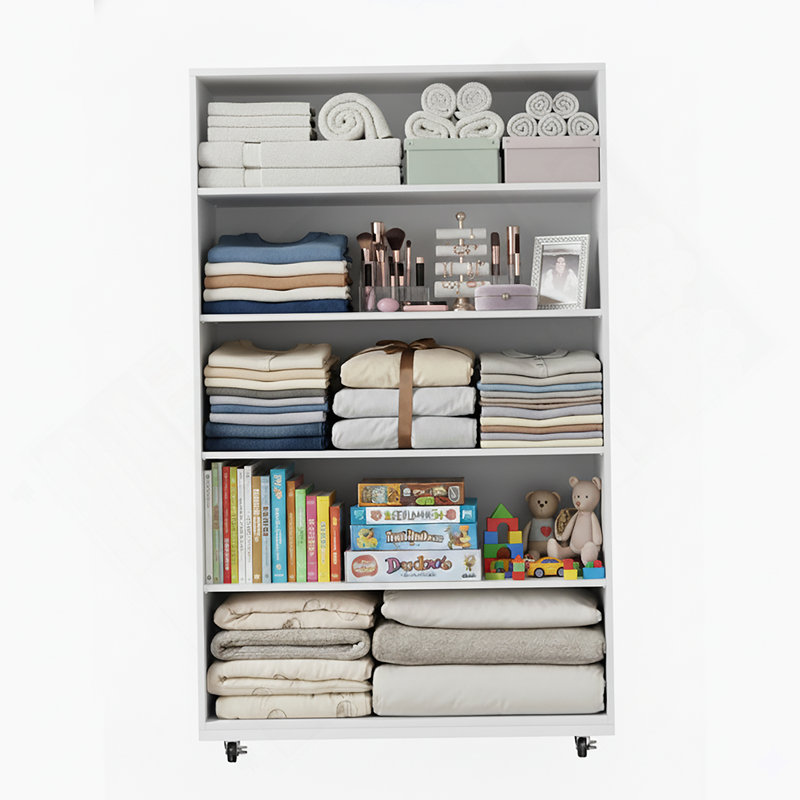 Commode à 5 tiroirs avec roulettes, Blanc