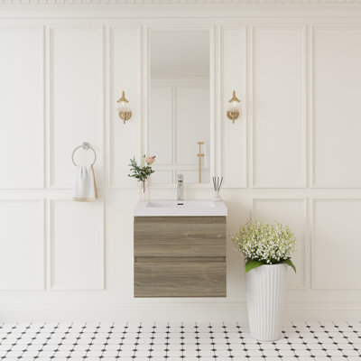 Meuble-lavabo mural 24 po avec lavabo et rangement mural moderne