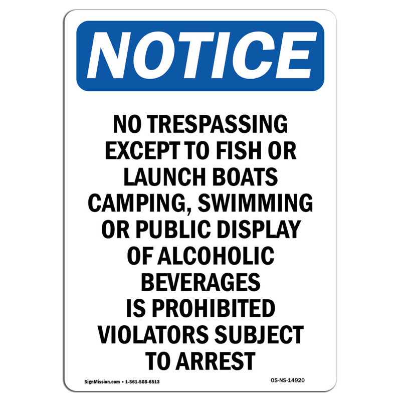 Signe «No Trespassing Except To Fish»