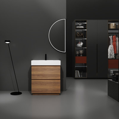 Modern Minimalist Style Freestanding Bathroom Vanity with Resin Sink and Drawers