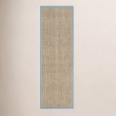 Natural Turquoise Bamboo Seagrass Rug