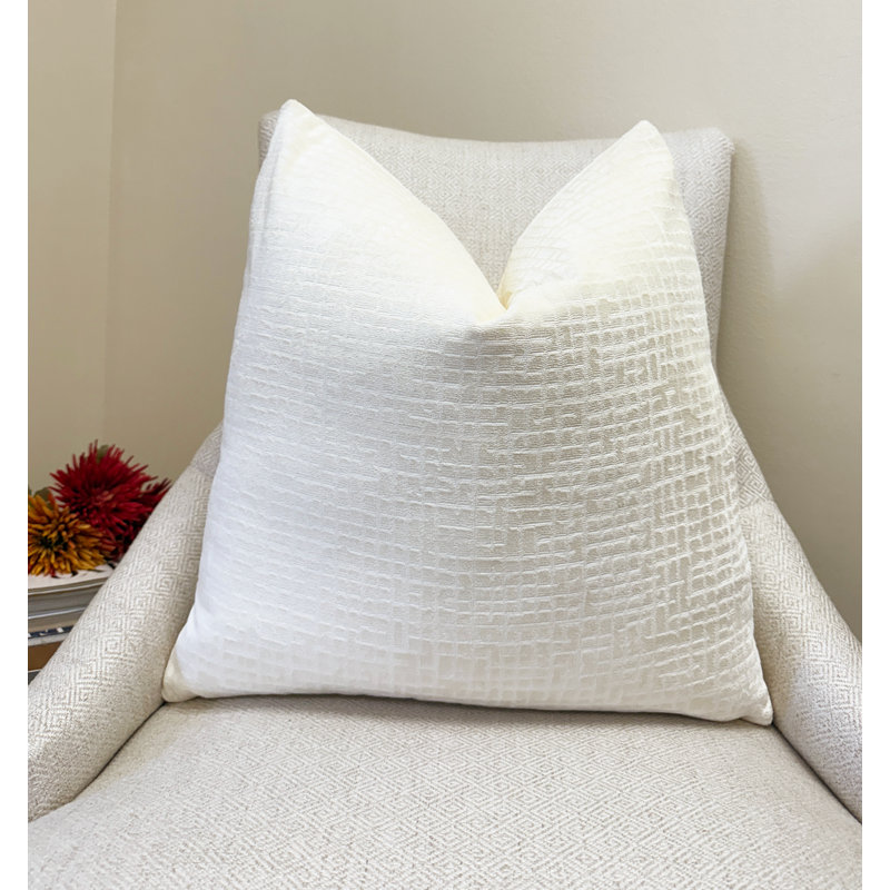 Housse de coussin en velours texturé, 22 x 22 po, Crème
