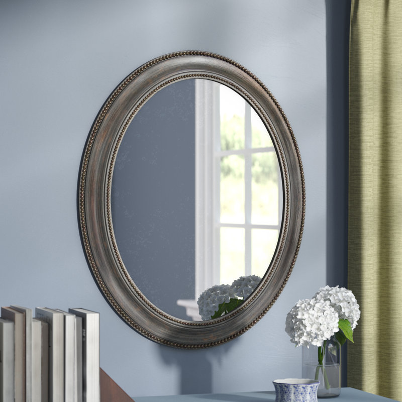 Victorian Oval Plastic Wall Mirror 30 Inches, Silver