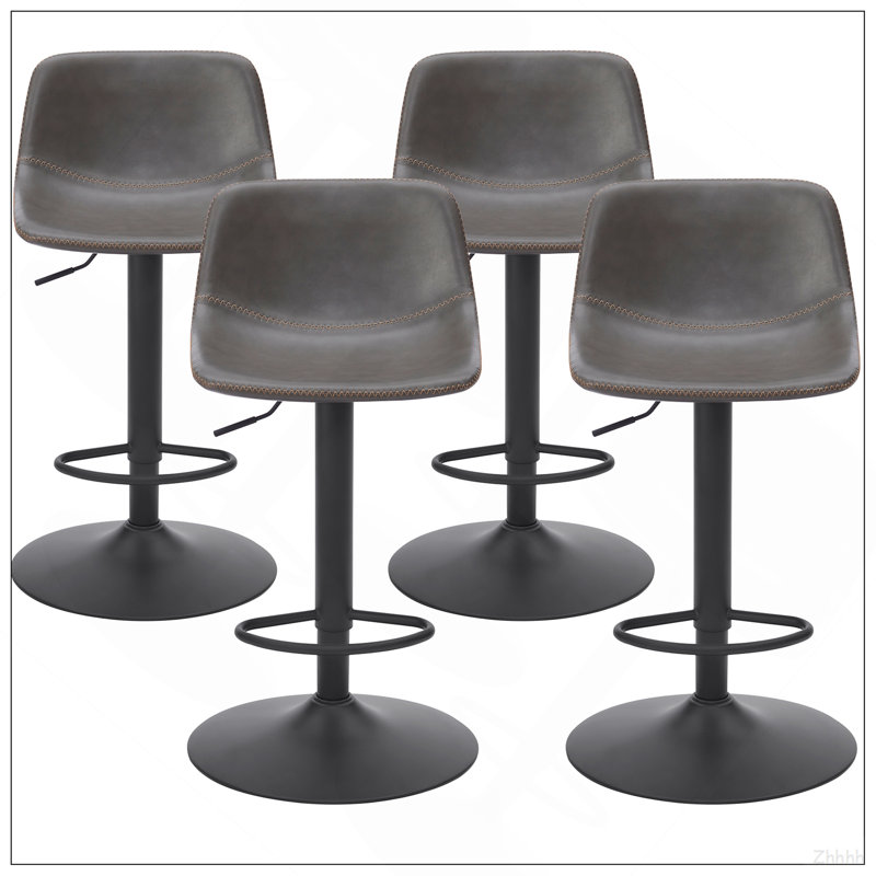 Ensemble de 2 tabourets réglables, tabourets pivotants de style Mid-Century, tabourets de bar industriels avec dossier et chaises de bar à hauteur de comptoir