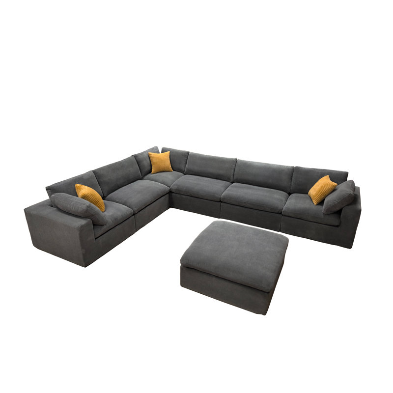 Mountwacombe Full Compressed Modular Sectional, Light Gray