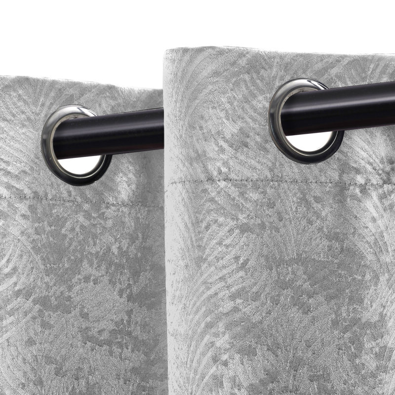 Vedder Geometric Room Darkening Thermal Curtain Panels, 52" W x 63" L, Chrome