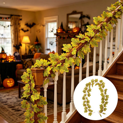 Guirlande artificielle à feuilles d'érable artificielles à suspendre pour la décoration de l'Halloween