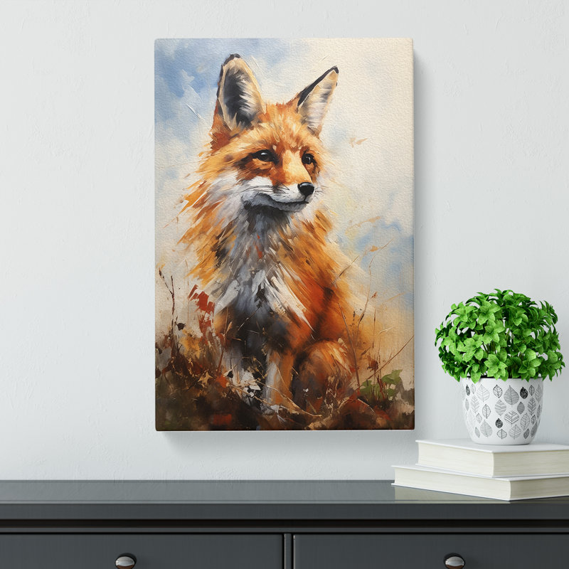 Fox Hard Edge Painting - Wrapped Canvas, 50cm H x 35cm W x 3cm D