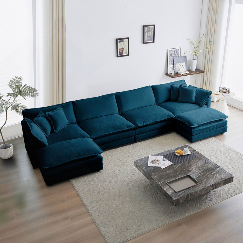Canapé en U avec méridienne réversible, grand canapé modulaire en U modulaire