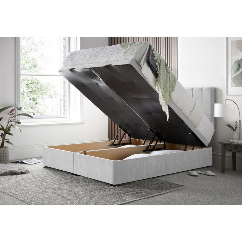Sara Naple Divan Ottoman with Headboard on Struts, Kingsize (5'), Silver