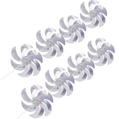 10 Meters 8 Pieces Windmills Reflective Pinwheels Bird Repellent Devices, 12" Silver Wind Spinners for Outdoor Yard Garden Farm Decor to Scare Birds
