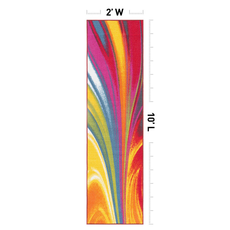 Tapis touffeté à motif abstrait Akieba, Tapis de couloir 2 pi x 10 pi