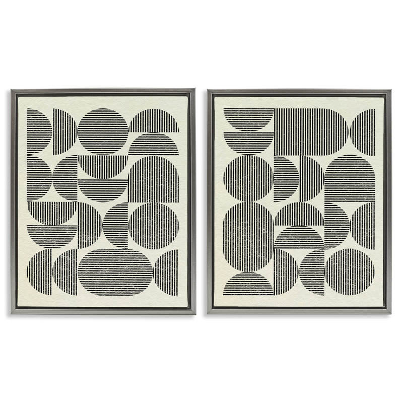 Ensemble de 2 toiles flottantes encadrées Minimalist Modern Geometric par Victoria Barnes, Cadre flottant gris lustré