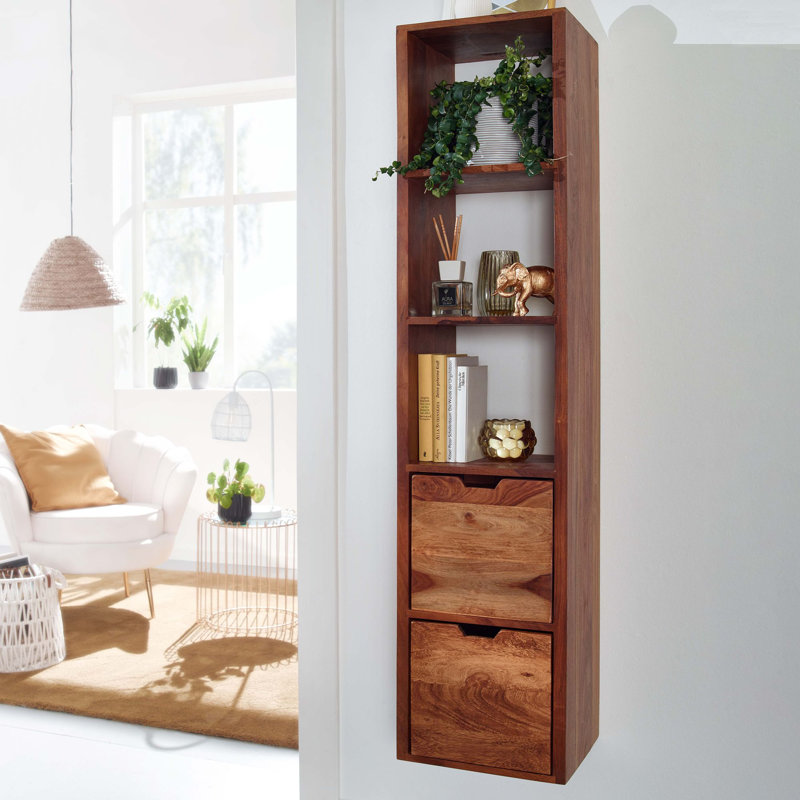 Belview 5 Piece Sheesham Solid Wood Floating Shelf with Drawer