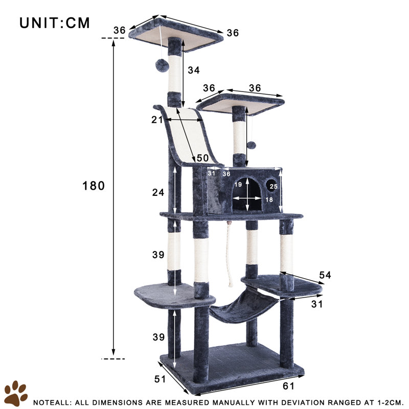Ginny Cat Tree / Condo, 170" H x 61" W x 51" D, Blue