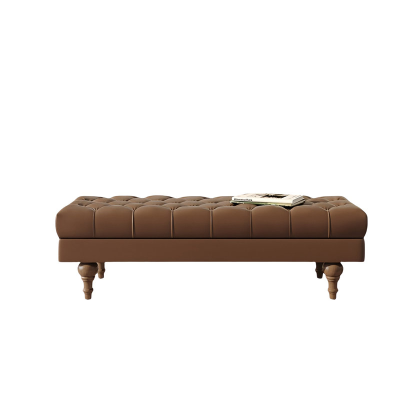 Leather Match Upholstered Bench, 15.74" H x 70.86" W x 19.68" D