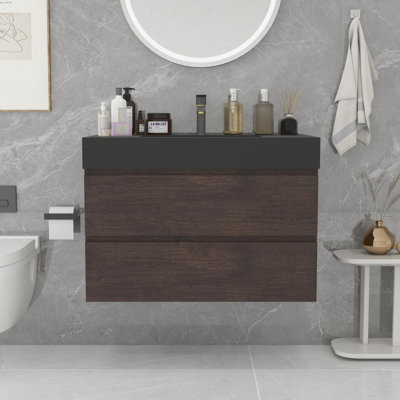 Grand meuble-lavabo mural avec rangement Modern