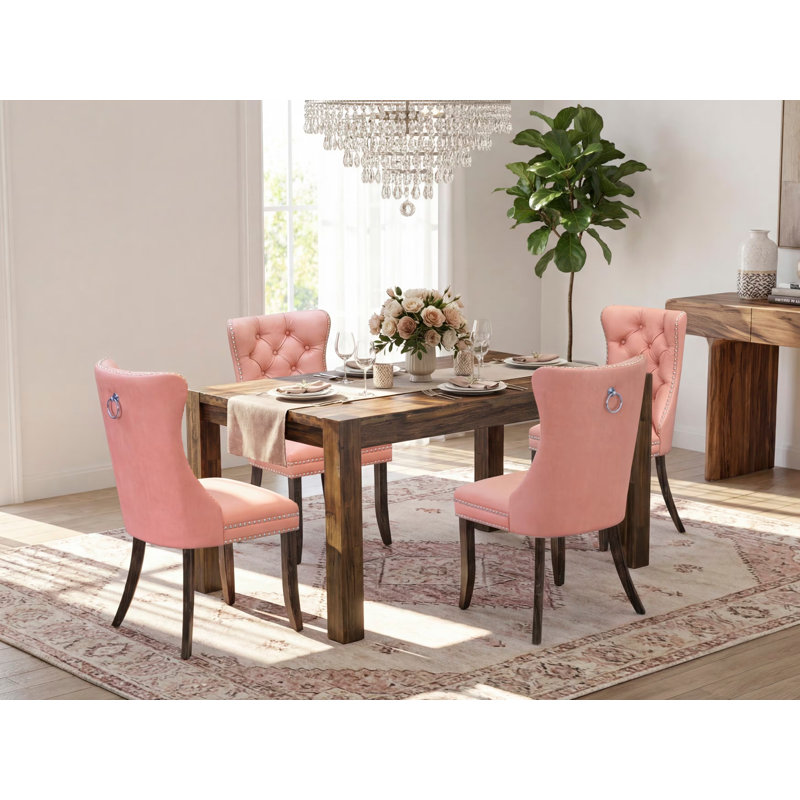Ensemble de table de salle à manger 5 pièces comprenant une table de cuisine rectangulaire en bois rustique et 4 chaises, Jacobean patiné