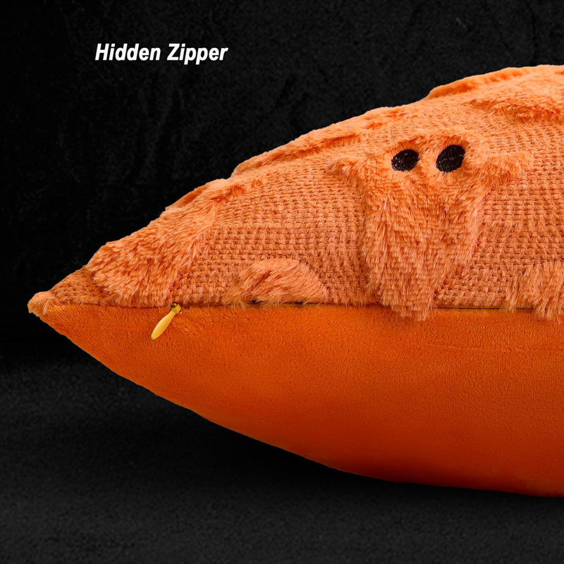 Ensemble de 2 housses de coussin 20 po x 20 po Halloween, maison de campagne fantôme beige, Orange, Square 18"