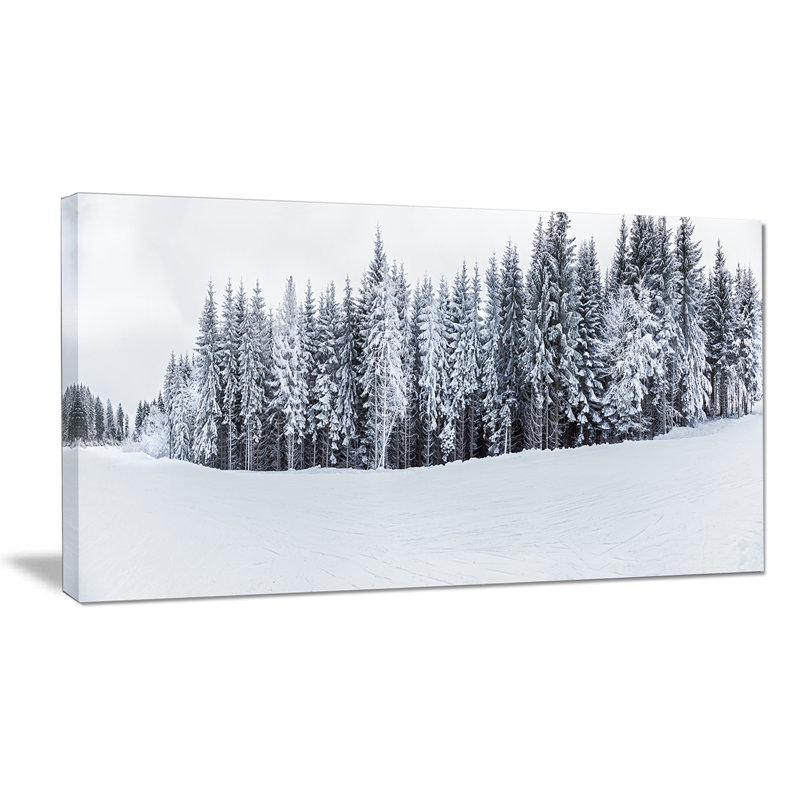 «Black and White Snow-Capped Hills», reproduction de photo sur toile tendue, H 28 x l 60 po x P 1 po