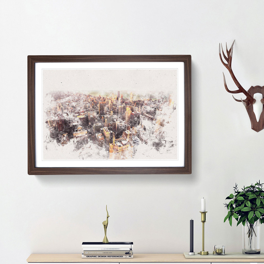 Flying Over The Chicago Skyline - Single Picture Frame Painting on MDF