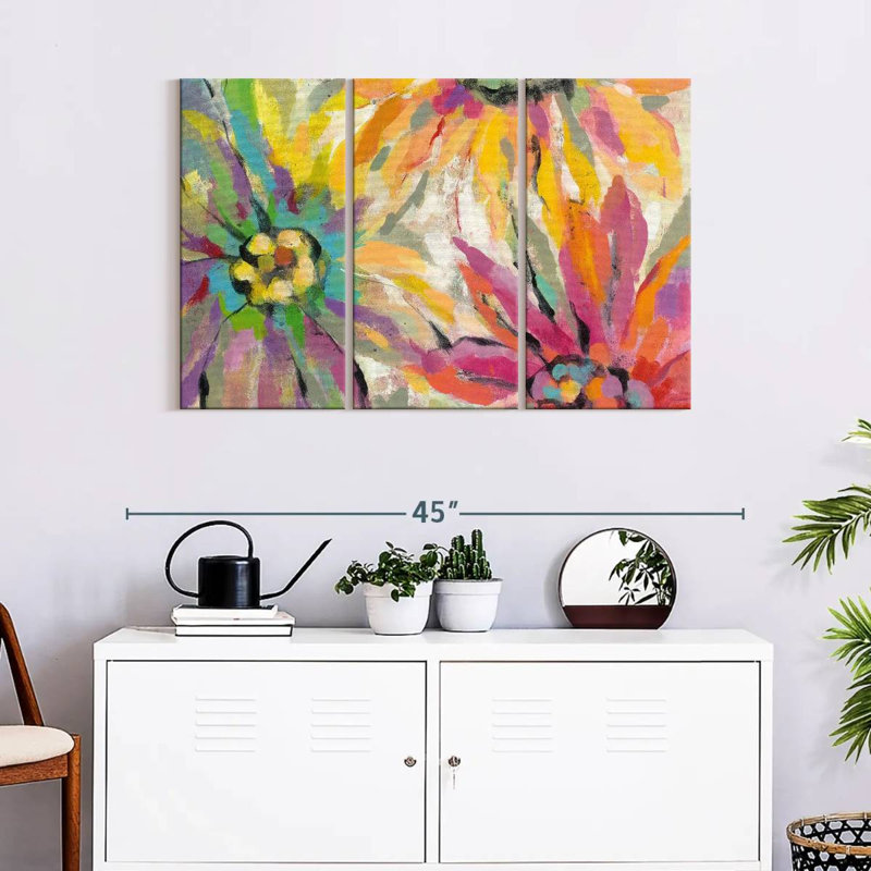 Pétales abstraits I sur toile, ensemble de 3 pièces, H 24 po x l 38 po x P 1,25 po