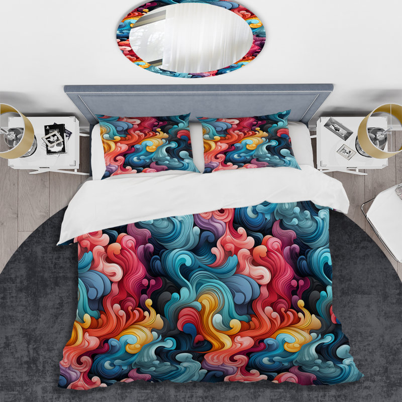 Multicolor Artistic Eclectic Storm - Ensemble de housse de couette éclectique