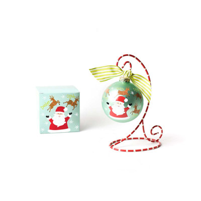 Ornement en verre renne de Noël appelant 100 mm avec support ornement rouge et blanc