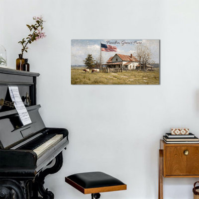  «Patriotic Americana», art mural sur toile, image de drapeau américain pour décoration murale rustique