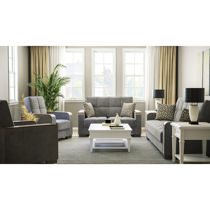 X Collection - Grey Microfiber With Storage Capacity Space Management Solution Upholstered Convertible Space Furniture
