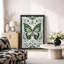 Œuvre d'art rétro à motif de papillons verts, photos de chambre à coucher, impression sur toile encadrée-126032310-126032316
