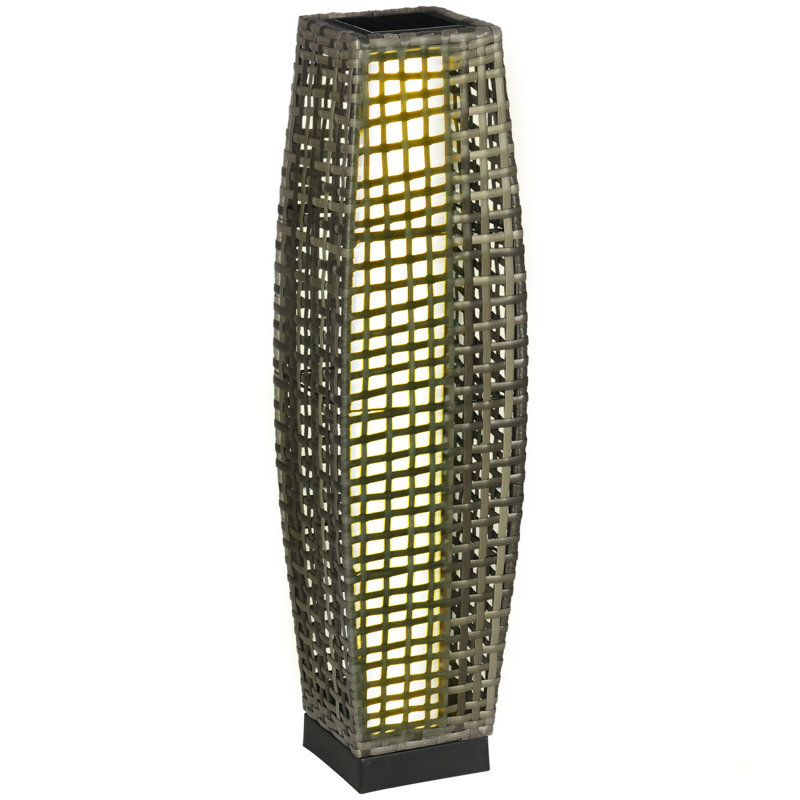 Lampe solaire sur pied, lanterne de jardin extérieure imperméable avec allumage et extinction automatique des DEL pour les allées et les allées, gris
