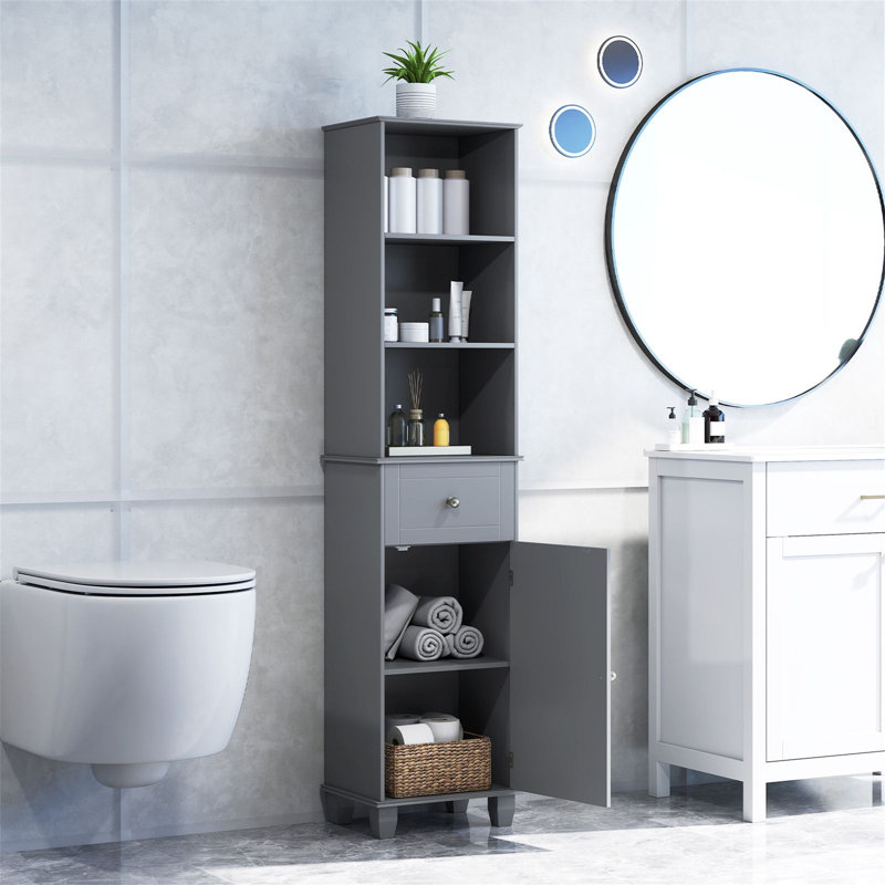 Freestanding Linen Cabinet, Grey